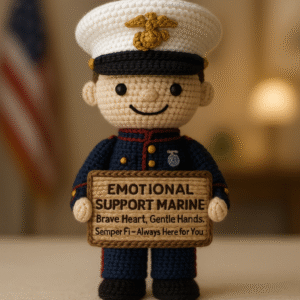 Emotional Support Marine – Handmade Crochet Comfort Doll
