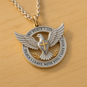 Holy Spirit Dove of Peace Necklace – “Peace I Leave With You” Christian Pendant