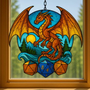 Dungeons & Dragons 50th Anniversary “Wings of Flame” Stained Glass Dragon Suncatcher
