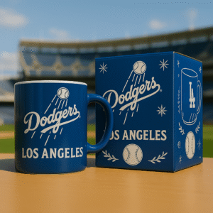Los Angeles Dodgers Classic Blue Ceramic Mug with Gift Box