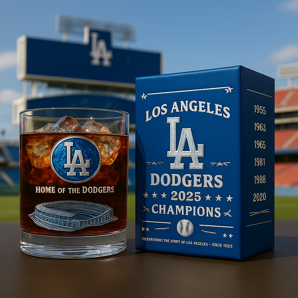 Los Angeles Dodgers 2025 Champions Commemorative Whiskey Glass